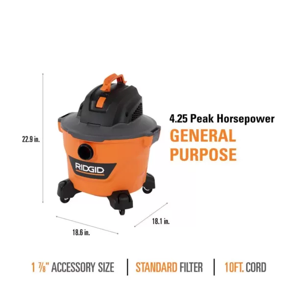 RIDGID 9 Gal. 4.25-Peak HP NXT Wet/Dry Shop Vacuum with Filter, Hose and Accessories