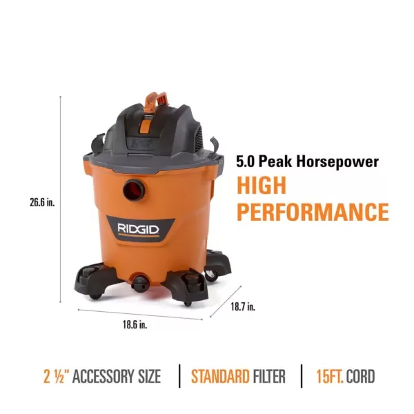 RIDGID 12 Gal. 5.0-Peak HP NXT Wet/Dry Shop Vacuum with Filter, Hose, Accessories and Premium Car Cleaning Kit