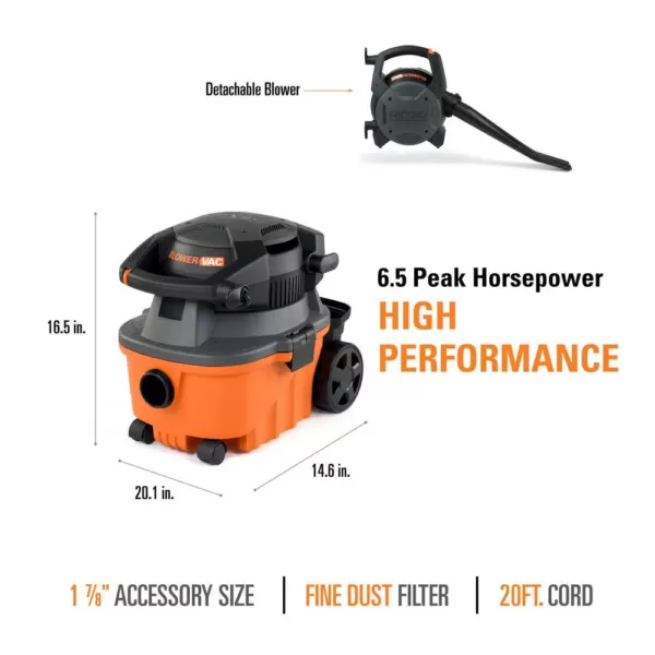 RIDGID 4 Gal. 6.0-Peak HP Wet Dry Vac with Detachable Blower