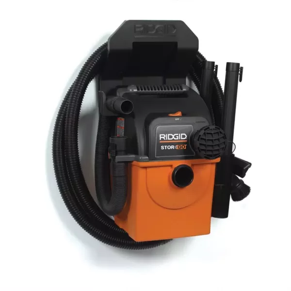 RIDGID 5 Gal. 5.0-Peak HP Portable Wall-Mountable Wet/Dry Shop Vacuum with Filter, Hose, Accessories and LED Car Nozzle