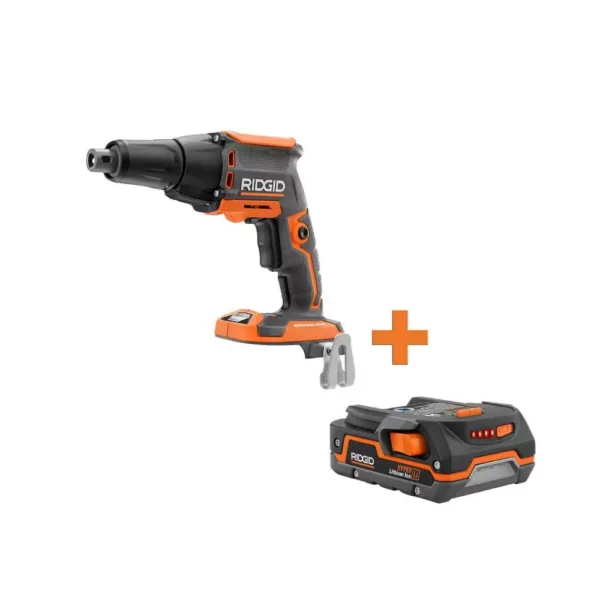 RIDGID 18-Volt Cordless Brushless Drywall Screwdriver with Collated Attachment with 1.5 Ah Lithium-Ion Battery