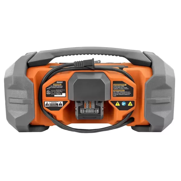 RIDGID 18-Volt Cordless Hybrid Jobsite Radio with Bluetooth Wireless Technology with 1.5 Ah Lithium-Ion Battery