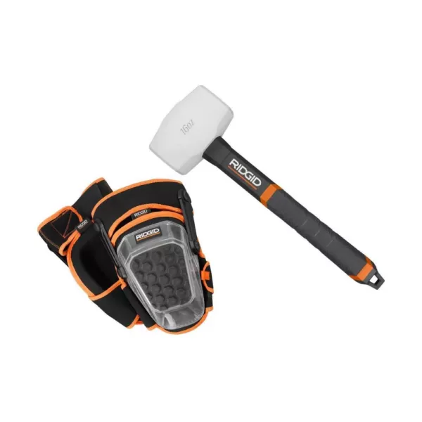 RIDGID 16 oz. Rubber Mallet with Pro-Hinge Stabilizing Knee Pads