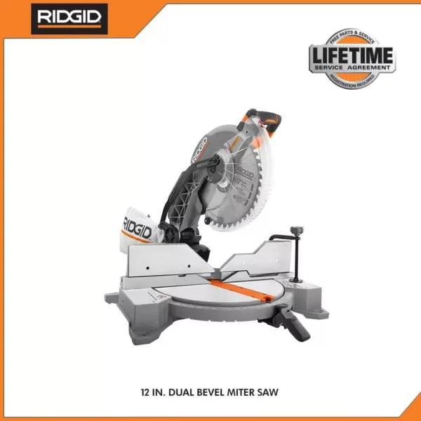 RIDGID 15 Amp Corded 12 in. Dual Bevel Miter Saw with LED