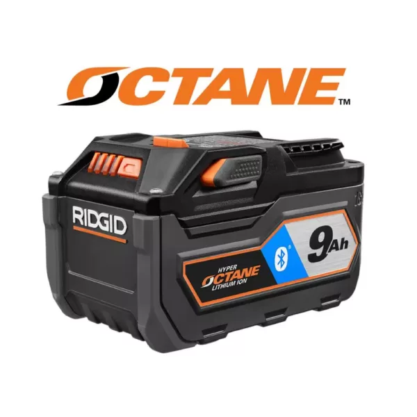 RIDGID 18-Volt OCTANE Bluetooth 9.0 Ah Battery with 18-Volt USB Portable Power Source with Activate Button