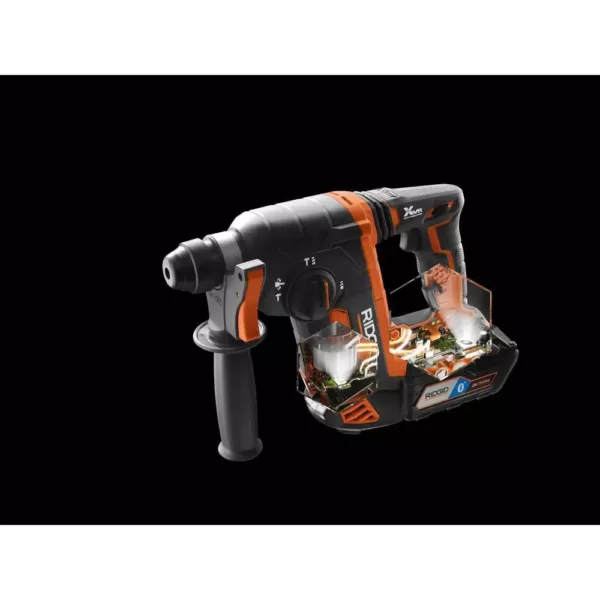 RIDGID 18-Volt OCTANE Brushless 1 in. SDS-Plus Rotary Hammer with 18-Volt 2.0 Ah Lithium-Ion Battery and Charger Kit