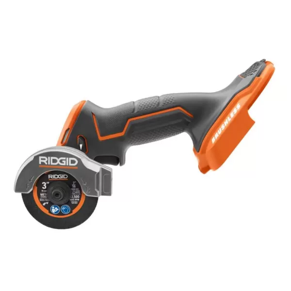 RIDGID 18-Volt SubCompact Lithium-Ion Cordless Brushless 3 in. Multi-Material Saw (Tool Only) with (3) Cutting Wheels