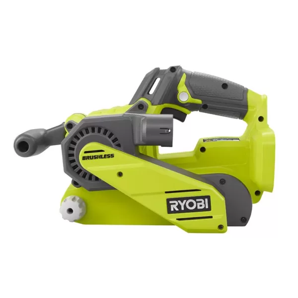 RYOBI 18-Volt ONE+ Cordless Brushless Belt Sander w/ Dust Bag and Sanding Belt and 1/4 Sheet Sander with Dust Bag (Tools Only)