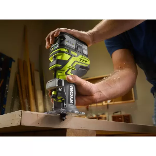 RYOBI 18-Volt ONE+ Cordless Fixed Base Trim Router with Roundover Router Bit Set (4-Piece)