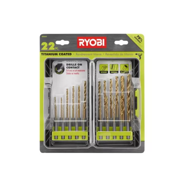 RYOBI Titanium Drill Bit Kit (22-Piece) with BONUS 25FT Tape Measure