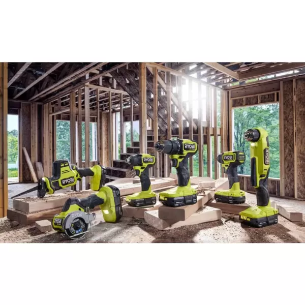 RYOBI ONE+ HP 18V Brushless Cordless Compact 1/4 in. Impact Driver, 3/8 in. Impact Wrench, (2) Batteries, Charger, and Bag