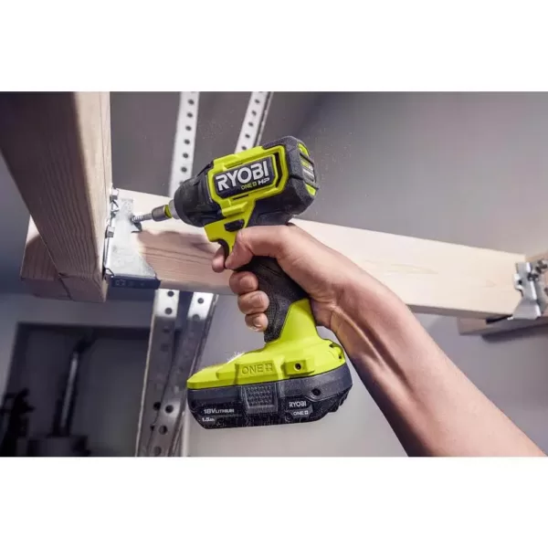 RYOBI ONE+ HP 18V Brushless Cordless Compact 1/4 in. Impact Driver and One-Handed Recip Saw Kit with (2) Batteries, Charger