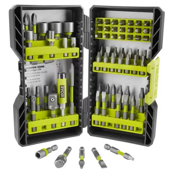 RYOBI 18-Volt ONE+ Cordless 4-Tool Combo Kit w/ (2) Batteries, Charger & Bag w/ BONUS Impact Rated Driving Kit (70-Piece)