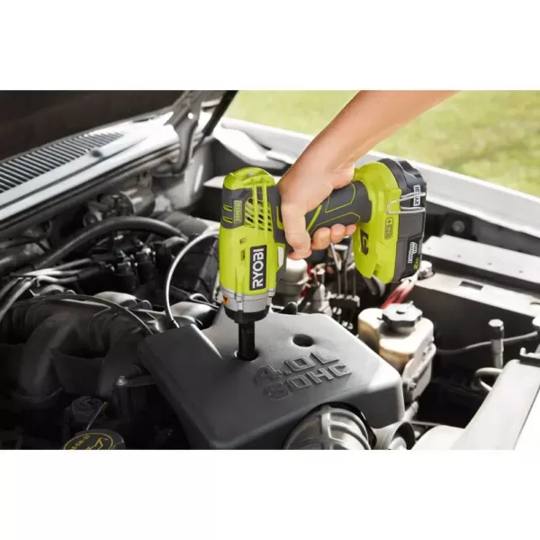 RYOBI ONE+ 18V Cordless 3/8 in. 3-Speed Impact Wrench and 3/8 in. 4-Position Ratchet Kit (Tools Only)