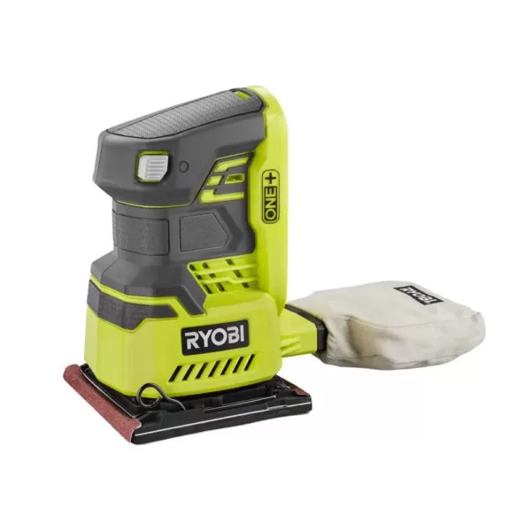 RYOBI 18-Volt ONE+ Lithium-Ion Cordless 1/4 Sheet Sander w/Dust Bag and Corner Cat Finish Sander (Tools Only)