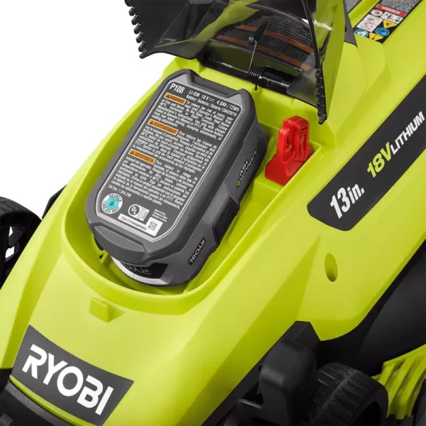 RYOBI 13 in. ONE+ 18-Volt Lithium-Ion Cordless Battery Walk Behind Push Lawn Mower - 4.0 Ah Battery/Charger Included