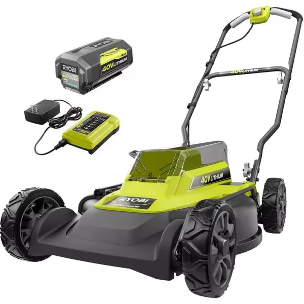 RYOBI 18 in. 40-Volt 2-in-1 Lithium-Ion Cordless Battery Walk Behind Push Mower 4.0 Ah Battery/Charger Included