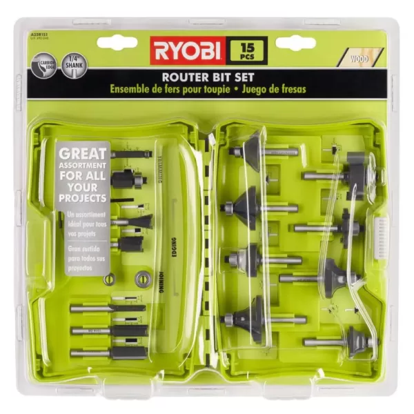 RYOBI Shank Carbide Router Bit Set (15-Piece)