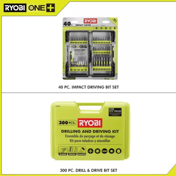 RYOBI Impact Rated Driving Kit (40-Piece) and Multi-Material Drill and Drive Kit (300-Piece)