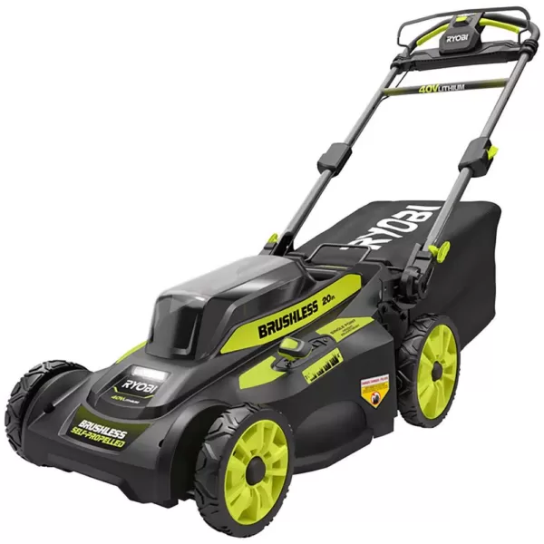 RYOBI 20 in. 40-Volt Brushless Lithium-Ion Cordless Self-Propelled Walk Behind Mower with 2 6.0 Ah Batteries, Charger Included