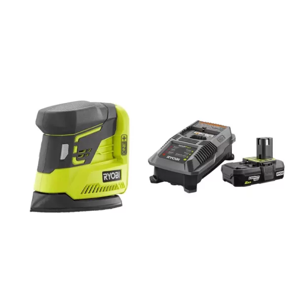 RYOBI 18-Volt ONE+ Corner Cat Finish Sander with 2.0 Ah Battery and Charger Kit