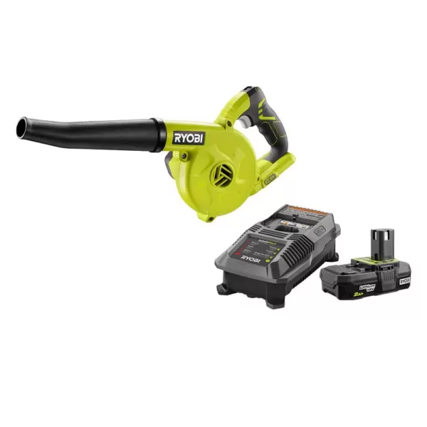 RYOBI 18-Volt ONE+ Cordless Compact Workshop Blower with 2.0 Ah Battery and Charger Kit